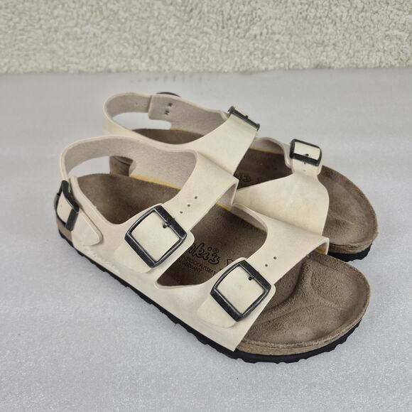 Birki’s Birkenstock Sandals 245 L7 M5 Size 38 White Leather Strappy Adjustable - Picture 1 of 8